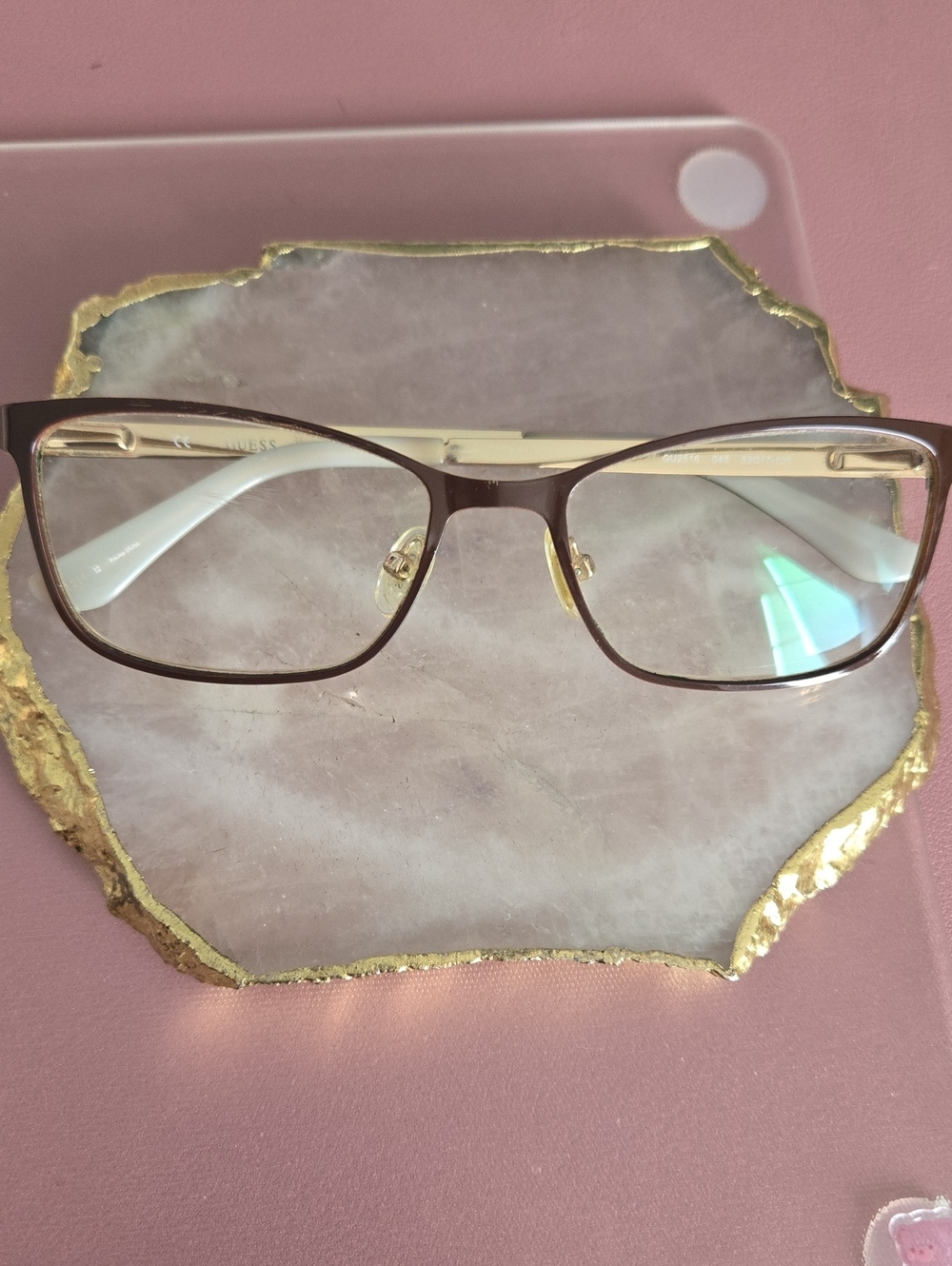 Guess Brown Metal Rectangular Eyeglasses